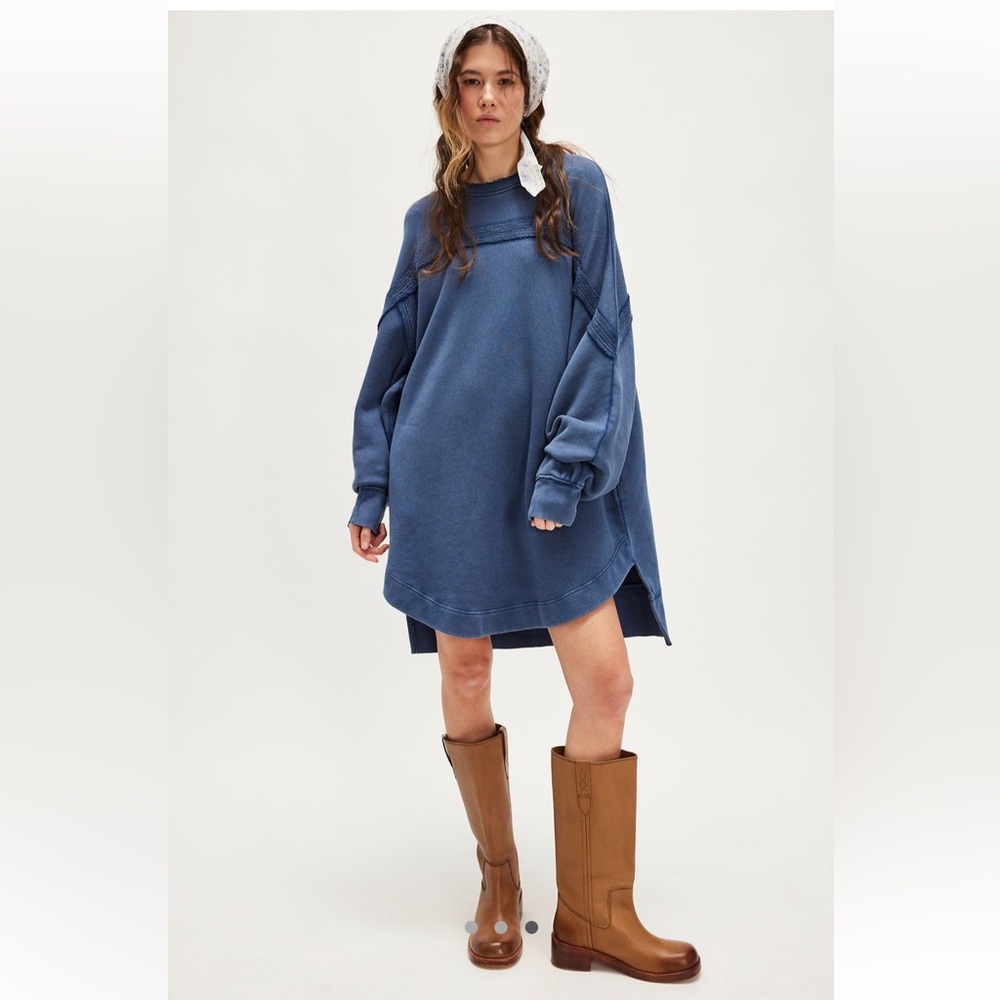 Free People Blue Oversized Hoodie